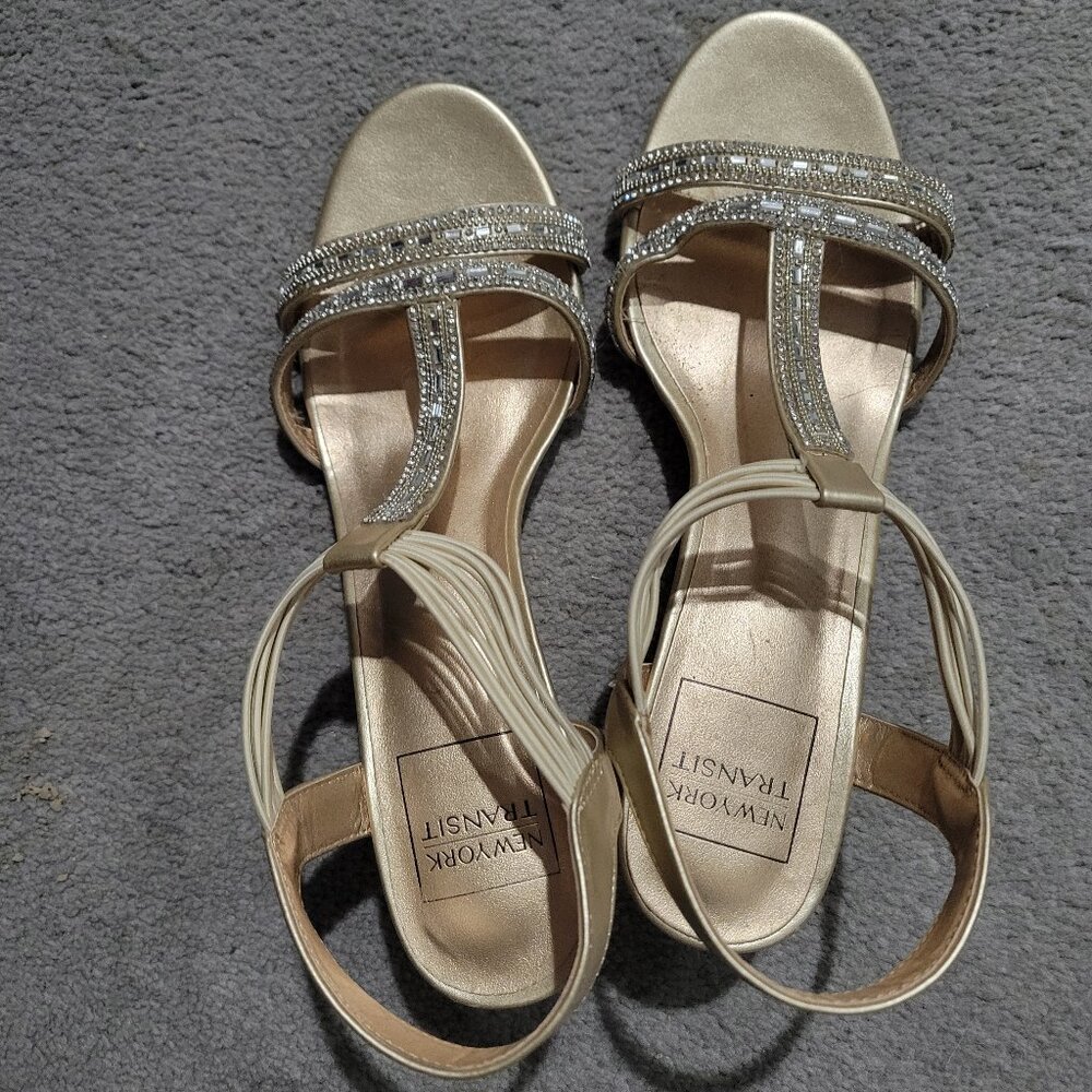 Women's NY Transit Gold Wedges Size 9